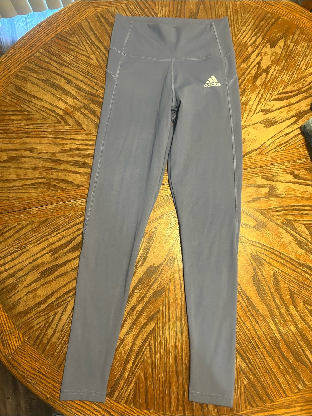 adidas  Light Gray High-Waist Active Leggings size small